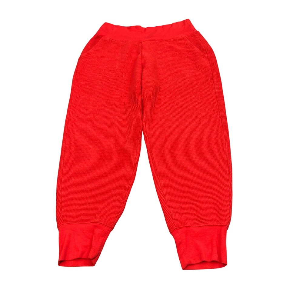 Athleta Waffle Knit Joggers Womens Large Red Thermal Lounge Pants‎ 410827
